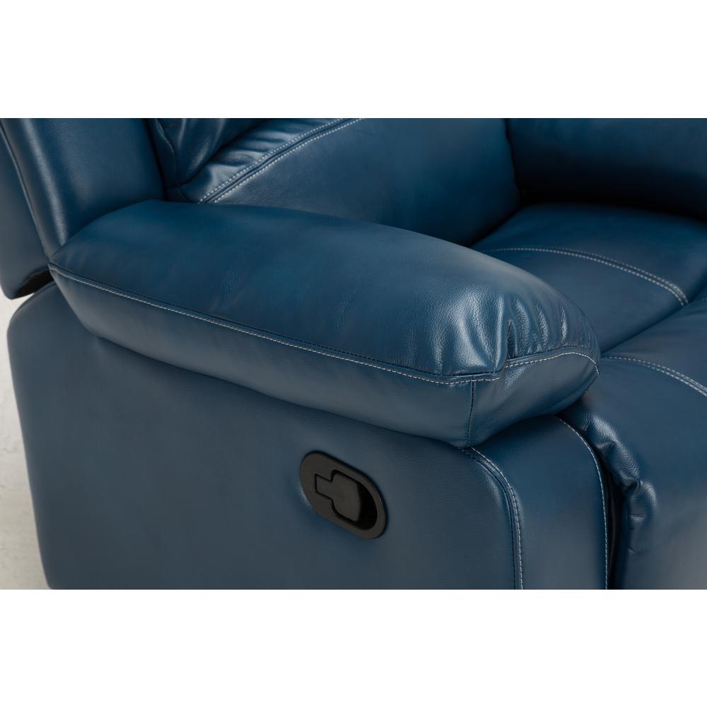 Clifton Navy Blue Leather Gel Glider Rocker Recliner. Picture 7
