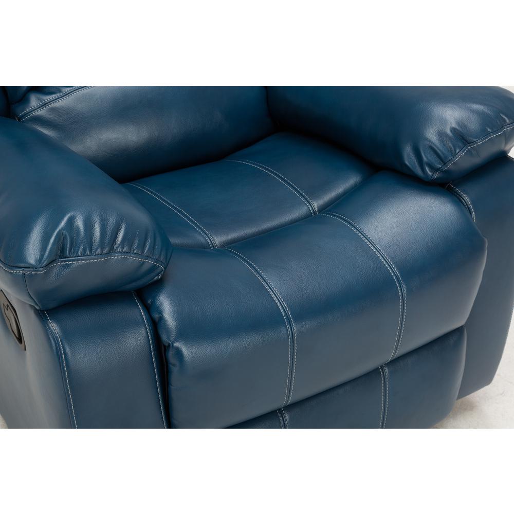 Clifton Navy Blue Leather Gel Glider Rocker Recliner. Picture 8