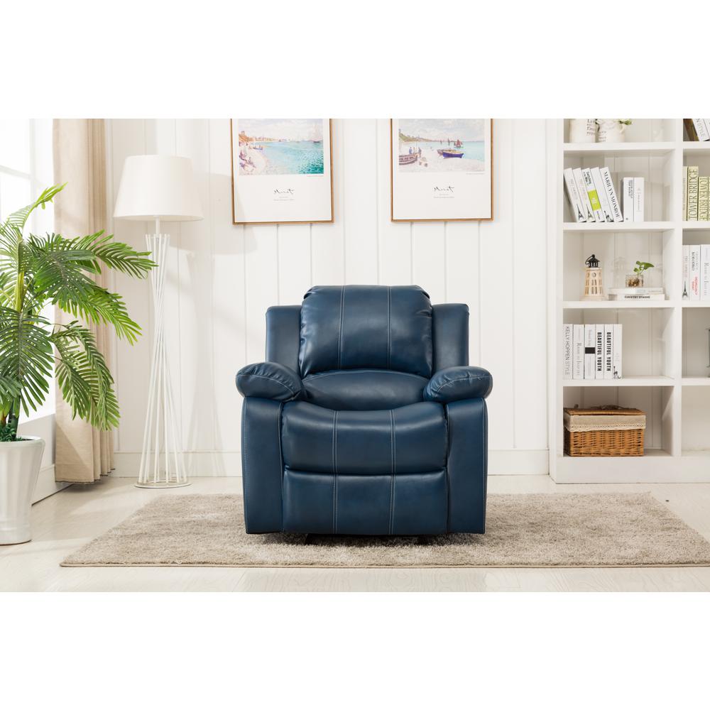 Clifton Navy Blue Leather Gel Glider Rocker Recliner. Picture 11