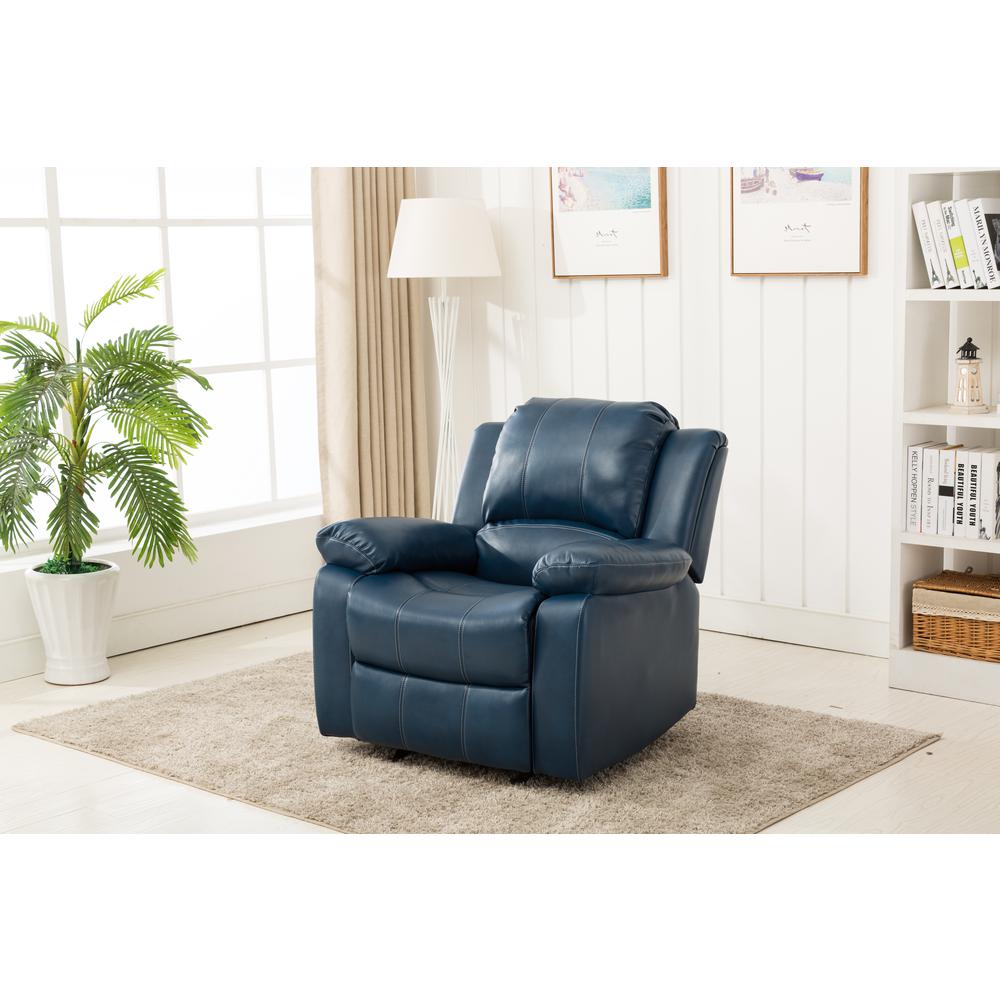 Clifton Navy Blue Leather Gel Glider Rocker Recliner. Picture 12