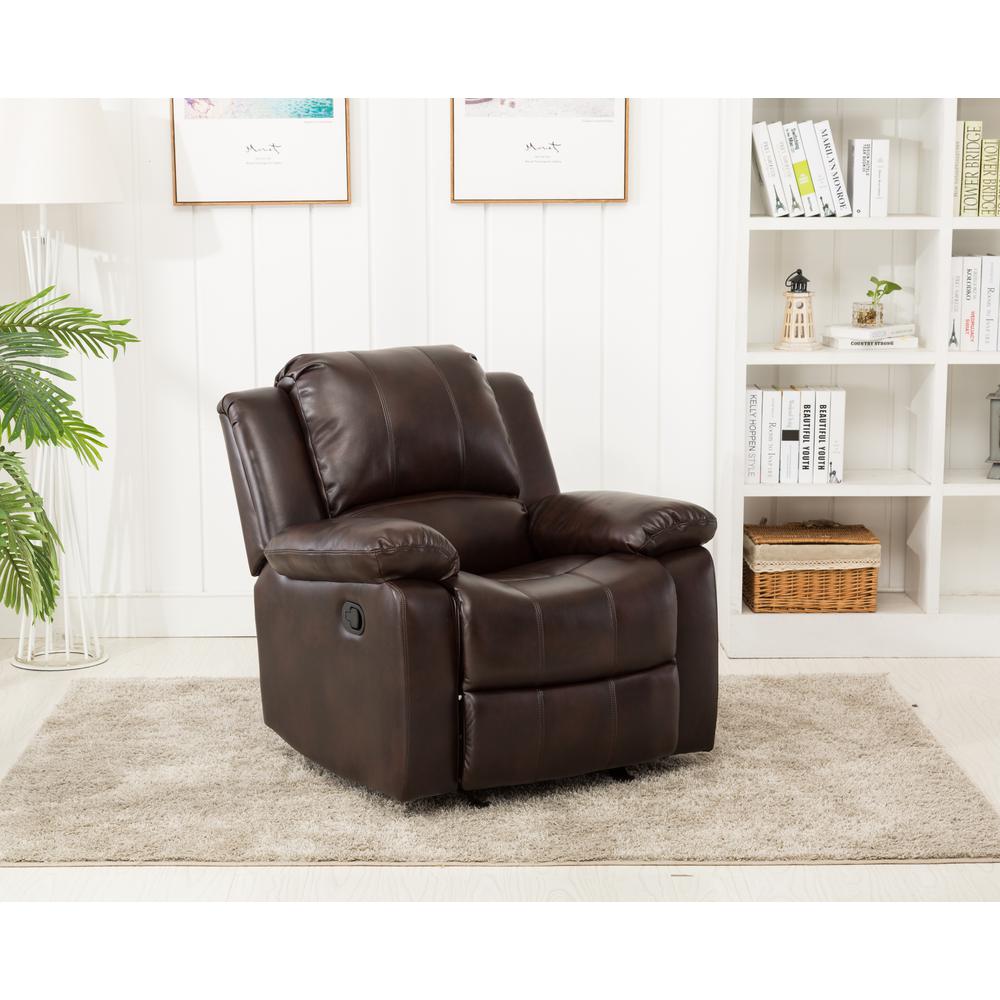 Clifton Burnished Brown Leather Gel Recliner. Picture 2