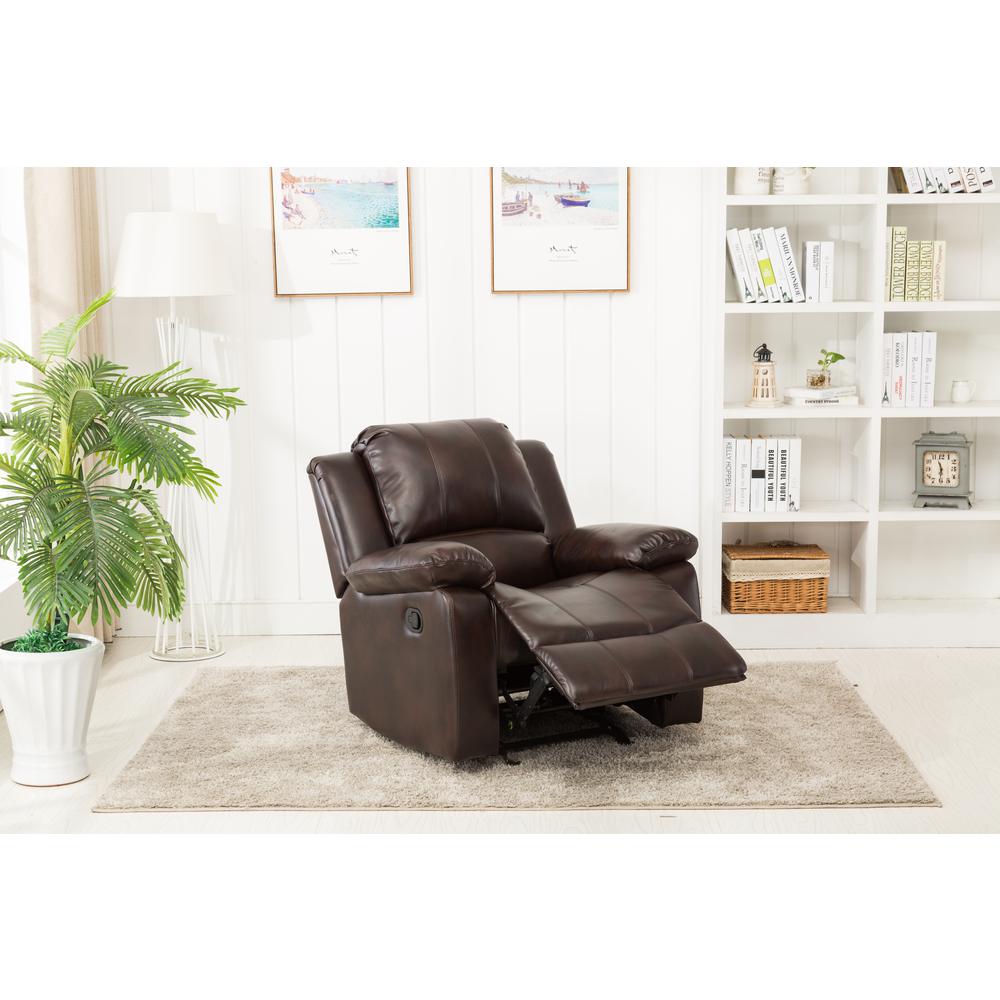 Clifton Burnished Brown Leather Gel Recliner. Picture 3