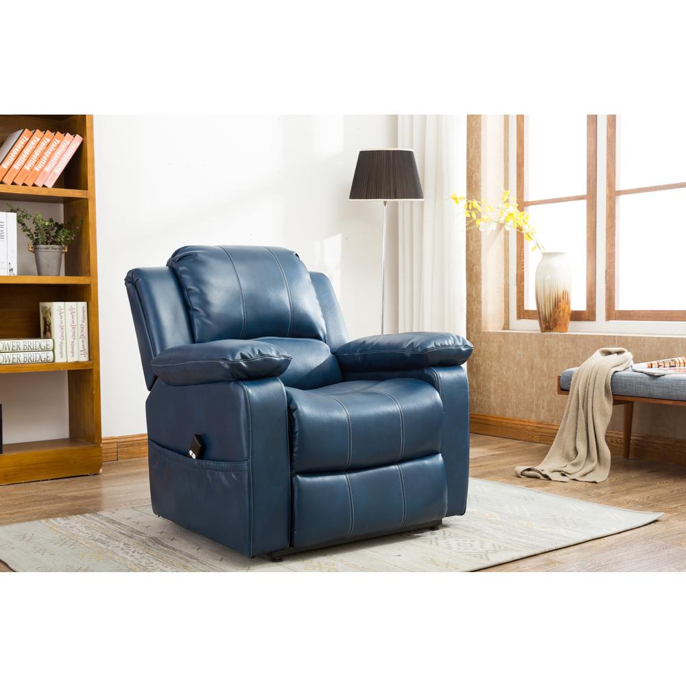 Spence Navy Blue Leather Gel Lift Chair. Picture 2