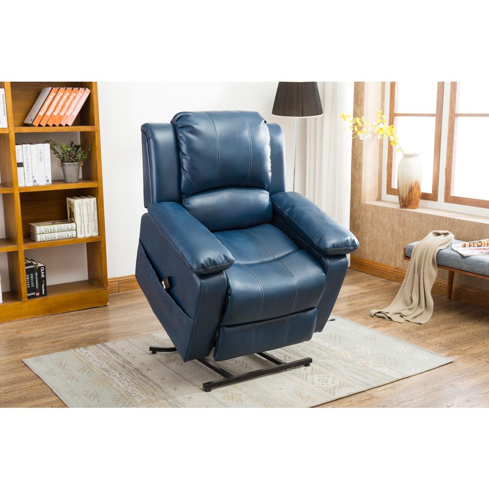 Spence Navy Blue Leather Gel Lift Chair. Picture 3