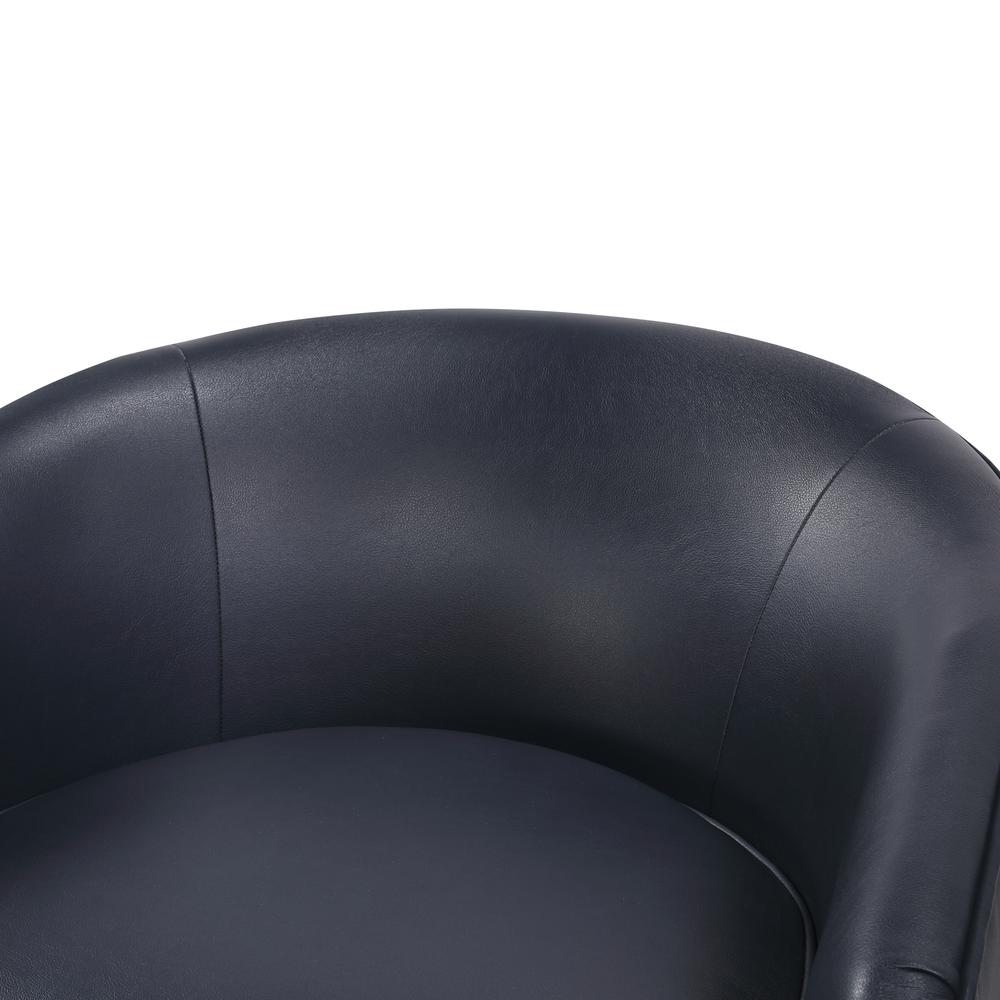 Irving Midnight Blue Faux Leather Wood Base Barrel Swivel Chair. Picture 11
