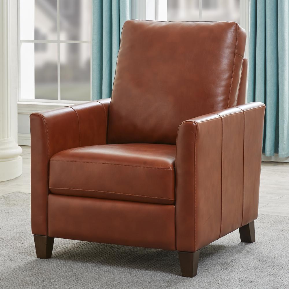 Penny Caramel Faux Leather Modern Recliner. Picture 16