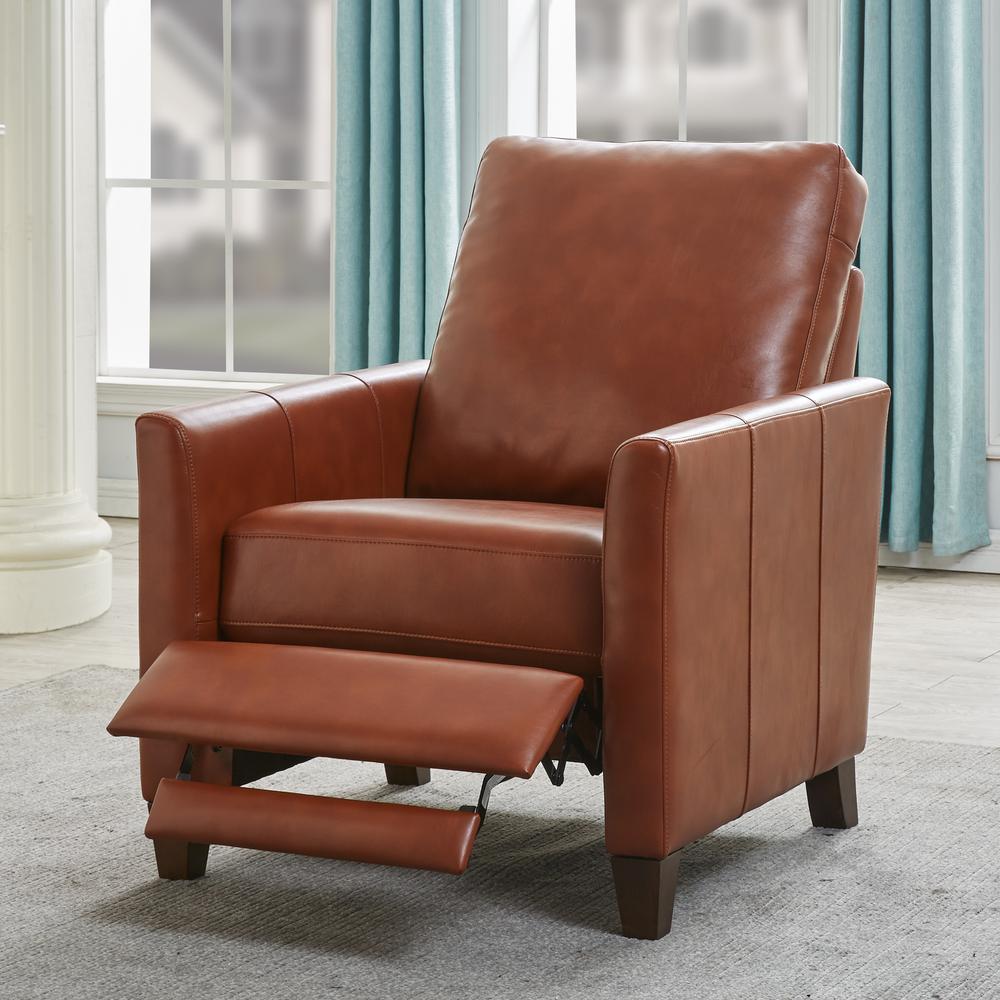 Penny Caramel Faux Leather Modern Recliner. Picture 17
