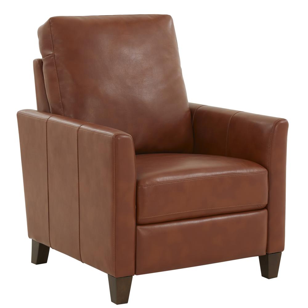 Penny Caramel Faux Leather Modern Recliner. Picture 1