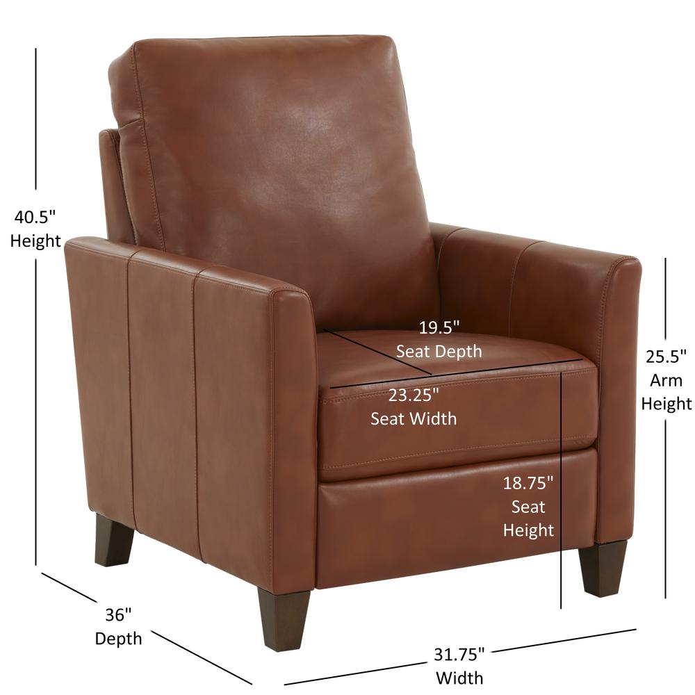 Penny Caramel Faux Leather Modern Recliner. Picture 15