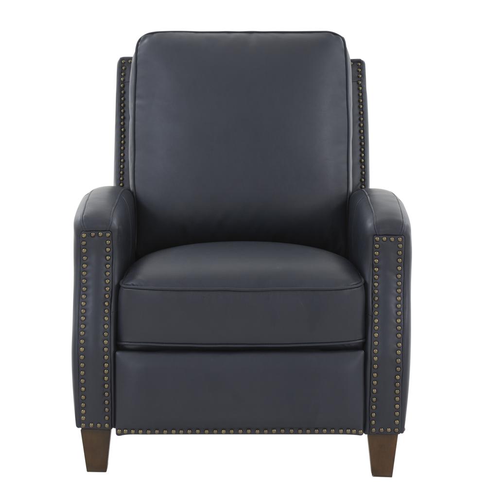 James Midnight Blue Faux Leather Push Back Recliner. Picture 2
