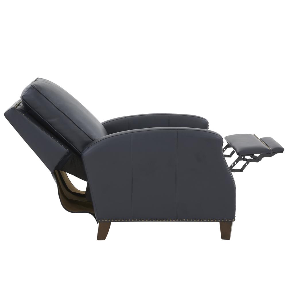 James Midnight Blue Faux Leather Push Back Recliner. Picture 9