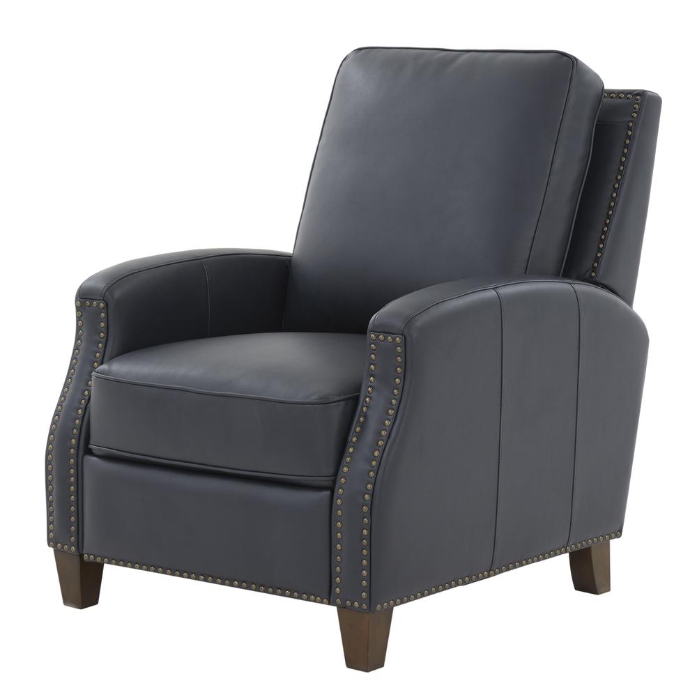 James Midnight Blue Faux Leather Push Back Recliner. Picture 6