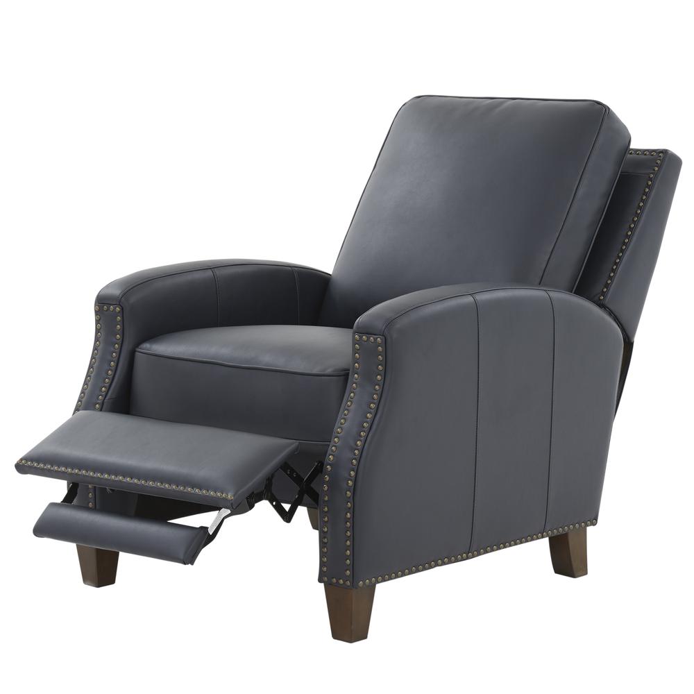 James Midnight Blue Faux Leather Push Back Recliner. Picture 8