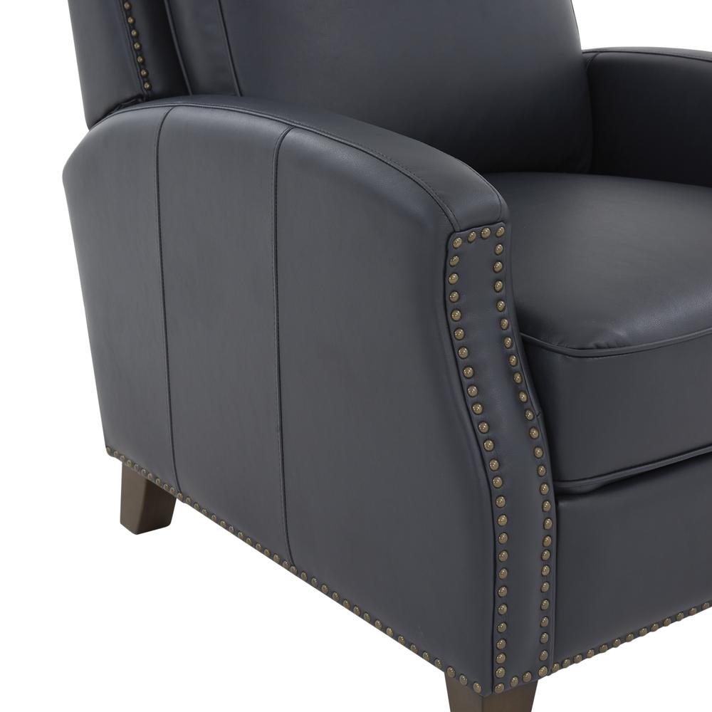 James Midnight Blue Faux Leather Push Back Recliner. Picture 12