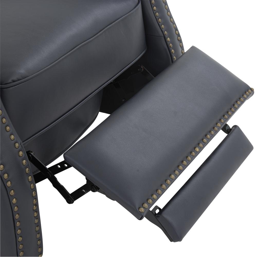 James Midnight Blue Faux Leather Push Back Recliner. Picture 14