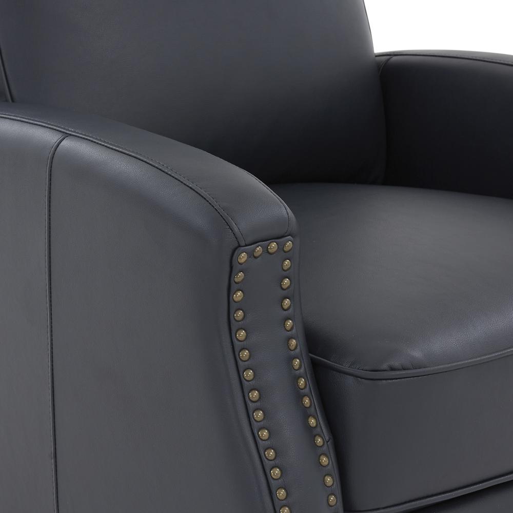 James Midnight Blue Faux Leather Push Back Recliner. Picture 15