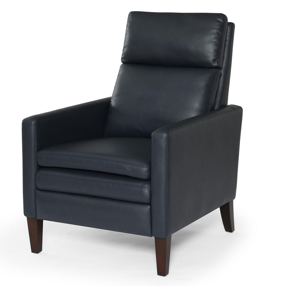 Vicente Midnight Blue Faux Leather Push Back Recliner. Picture 1