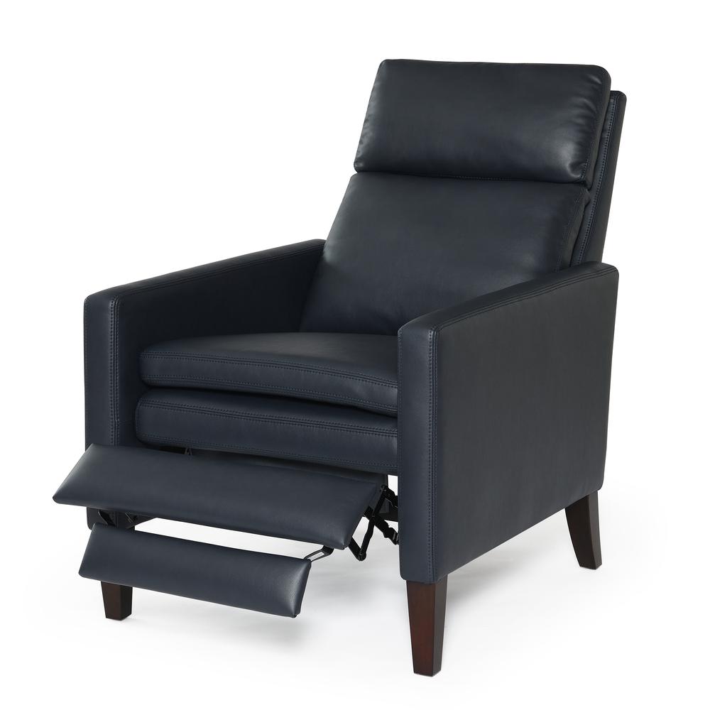 Vicente Midnight Blue Faux Leather Push Back Recliner. Picture 3
