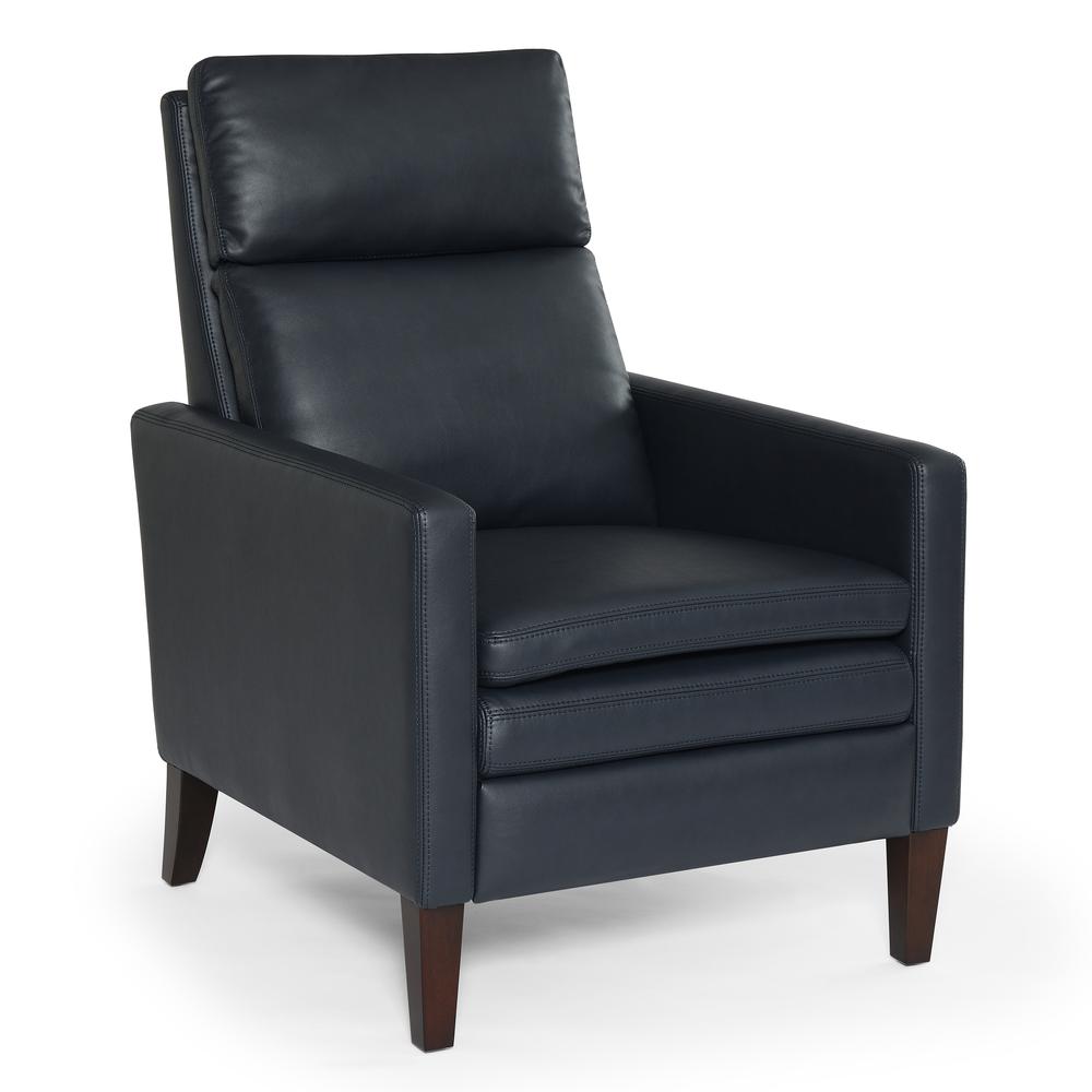 Vicente Midnight Blue Faux Leather Push Back Recliner. Picture 2