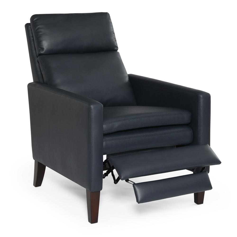 Vicente Midnight Blue Faux Leather Push Back Recliner. Picture 4