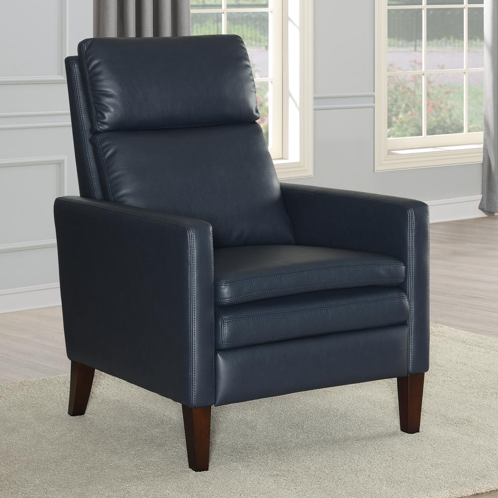 Vicente Midnight Blue Faux Leather Push Back Recliner. Picture 15