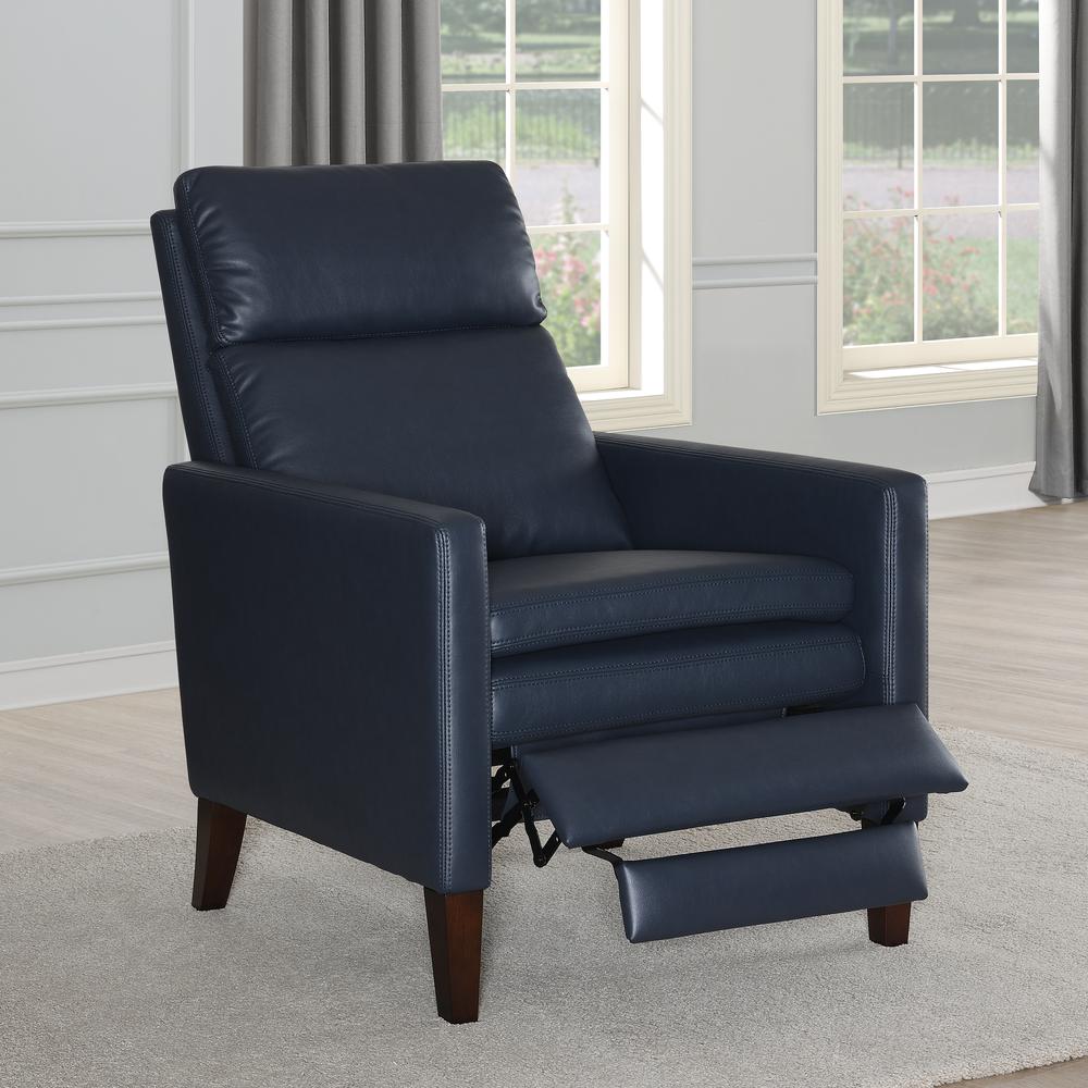 Vicente Midnight Blue Faux Leather Push Back Recliner. Picture 16