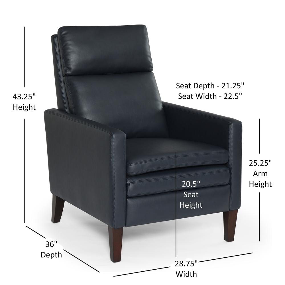 Vicente Midnight Blue Faux Leather Push Back Recliner. Picture 14