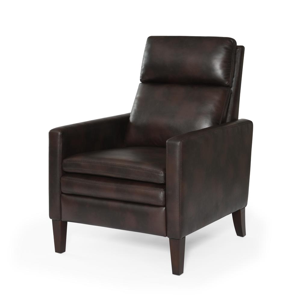 Vicente Burnished Brown Faux Leather Push Back Recliner. Picture 2