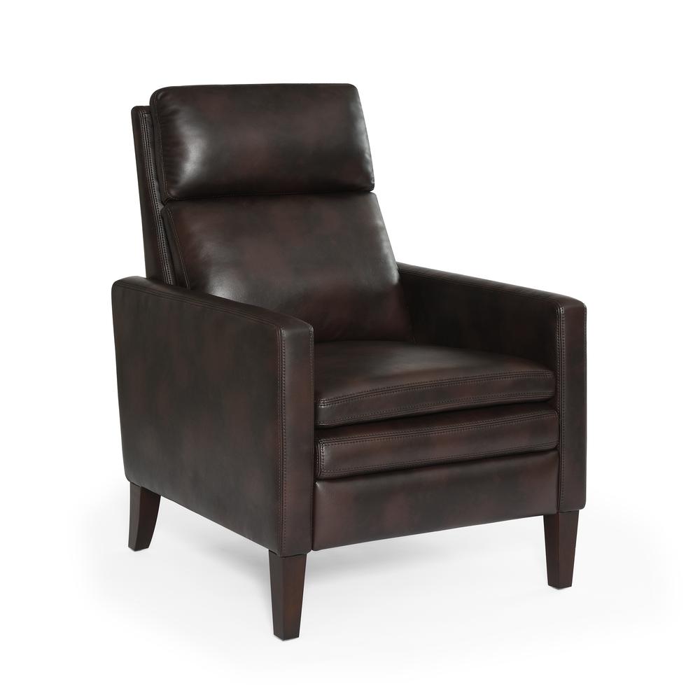 Vicente Burnished Brown Faux Leather Push Back Recliner. Picture 1