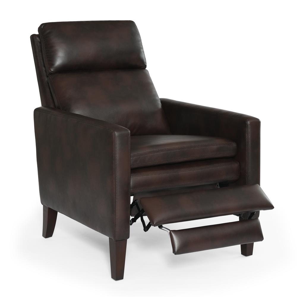 Vicente Burnished Brown Faux Leather Push Back Recliner. Picture 4