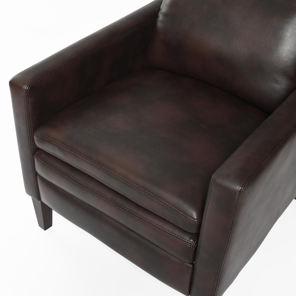 Vicente Burnished Brown Faux Leather Push Back Recliner. Picture 6