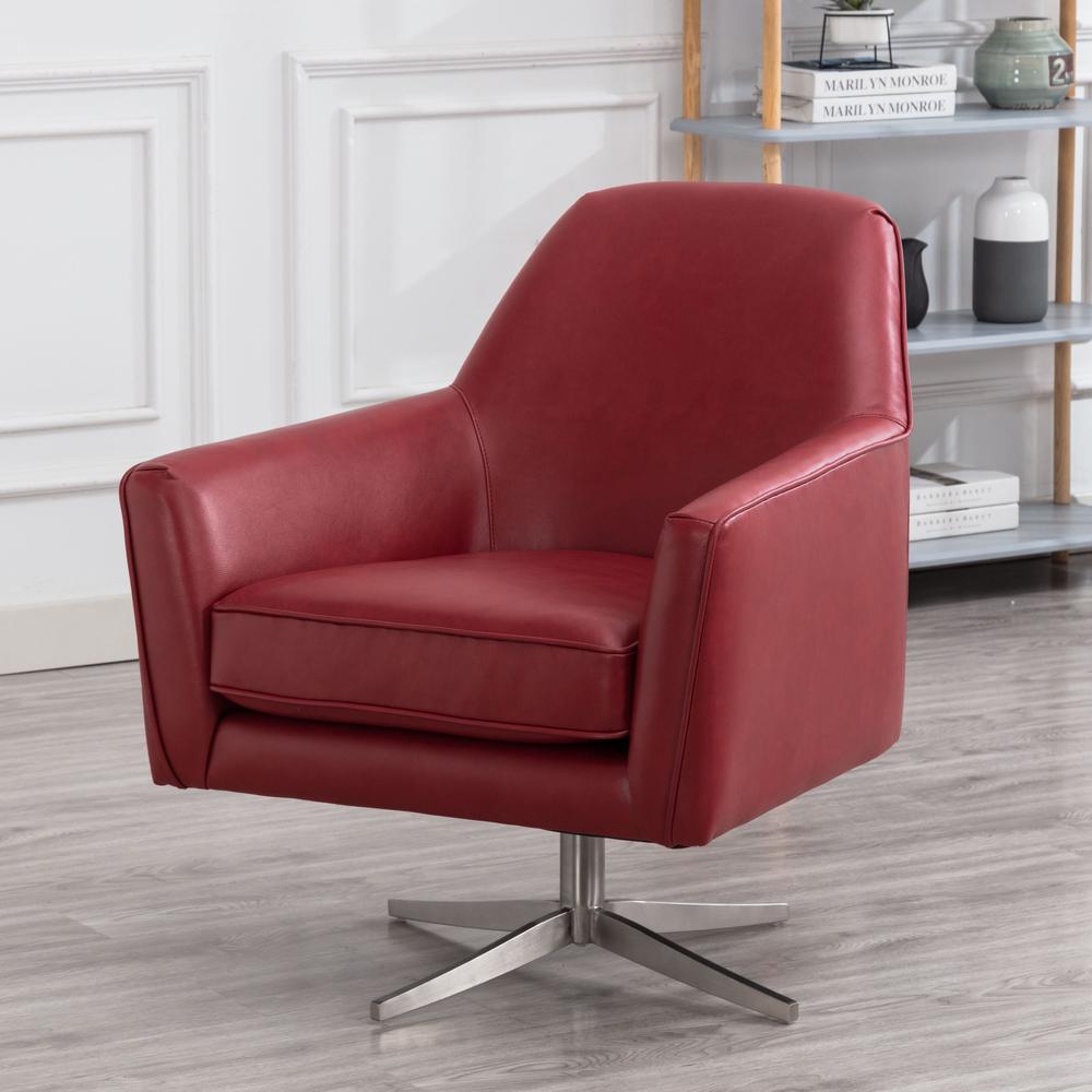 Phoenix Red Leather Gel Swivel Armchair. Picture 2