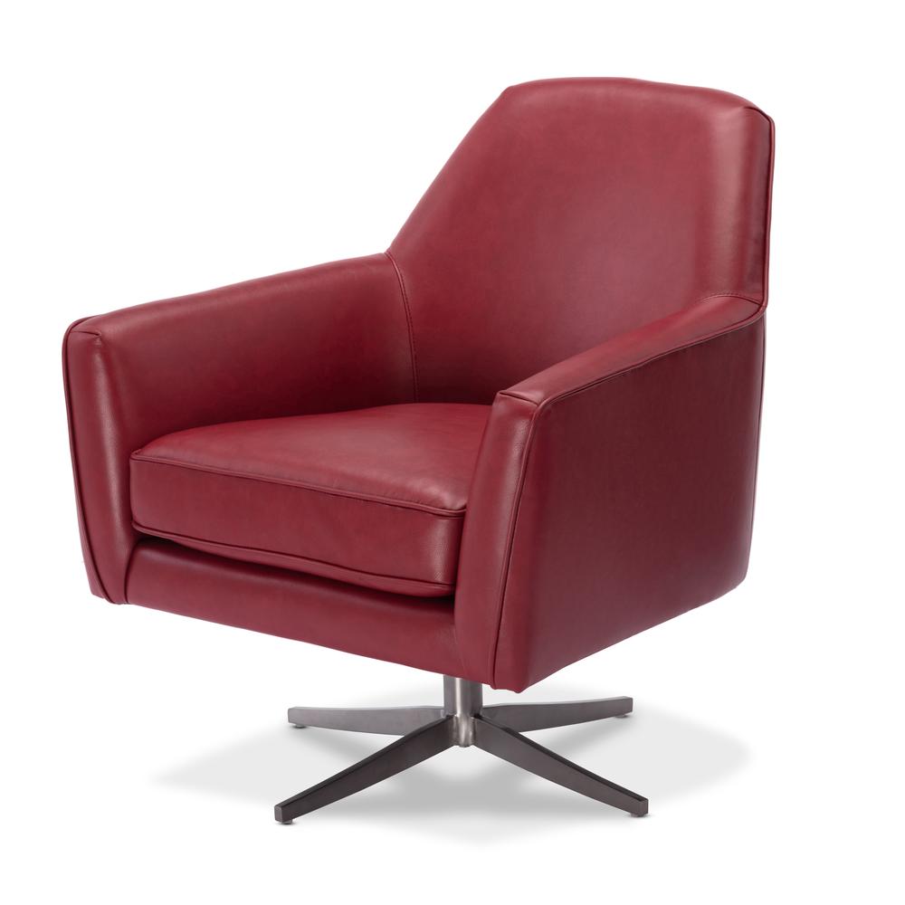 Phoenix Red Leather Gel Swivel Armchair. Picture 4