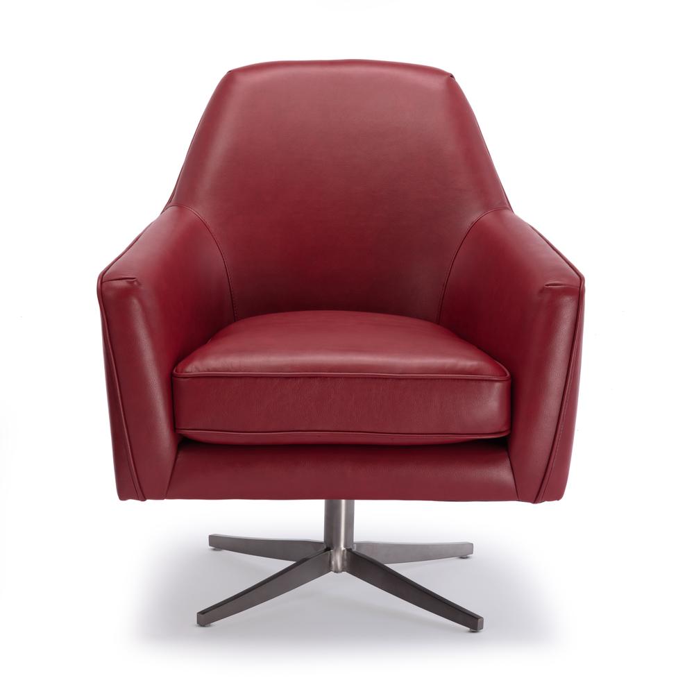 Phoenix Red Leather Gel Swivel Armchair. Picture 5