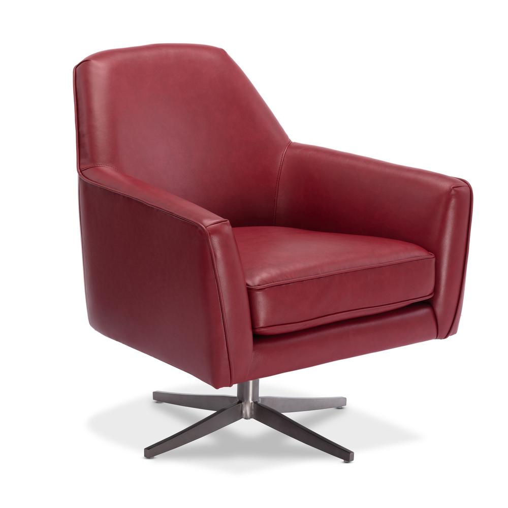 Phoenix Red Leather Gel Swivel Armchair. Picture 6