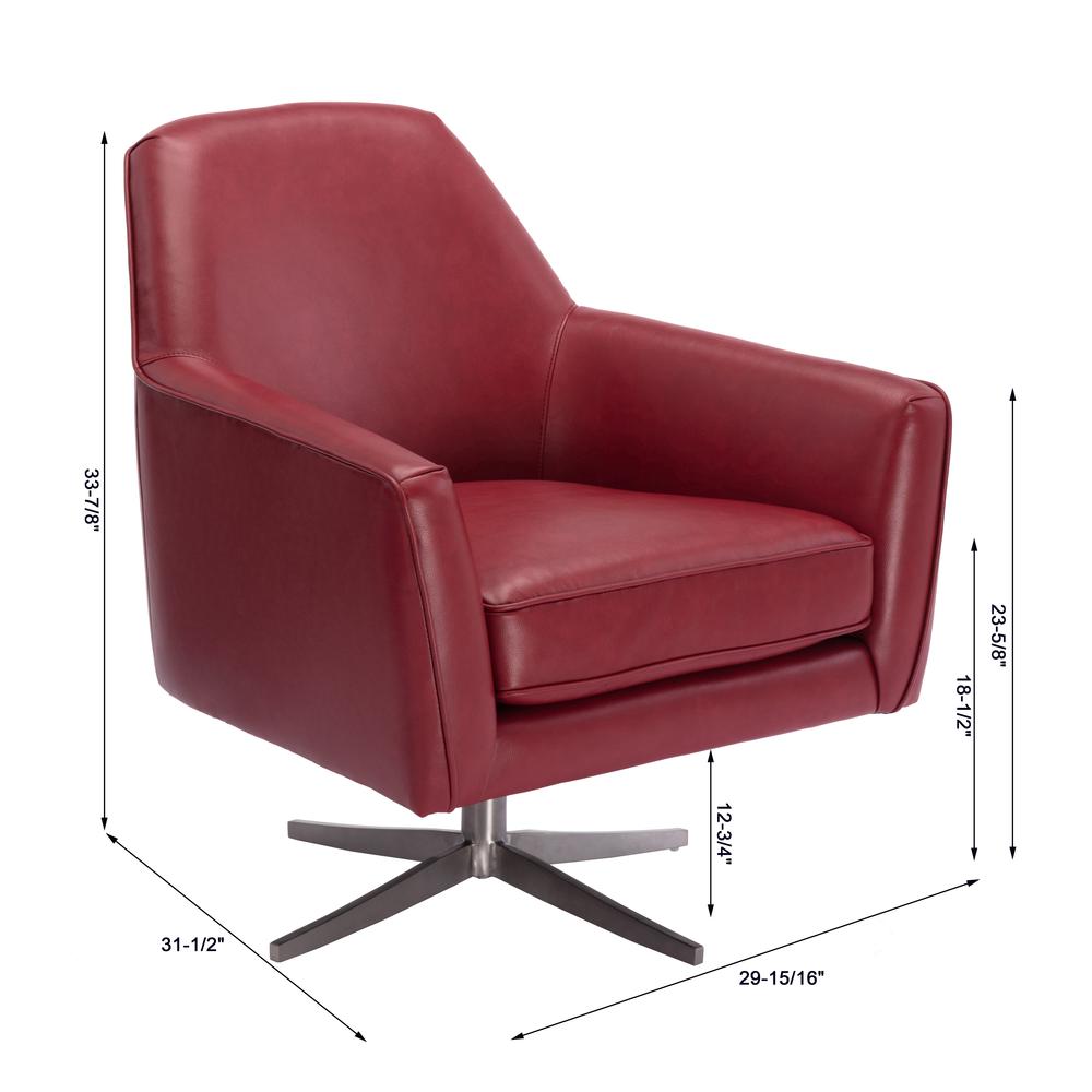 Phoenix Red Leather Gel Swivel Armchair. Picture 1