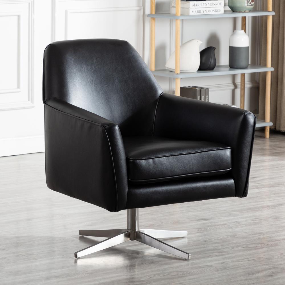 Phoenix Black Leather Gel Swivel Armchair. Picture 6