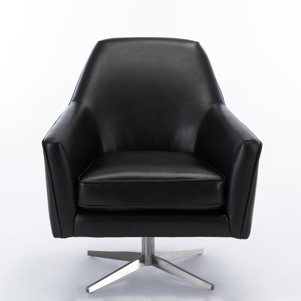 Phoenix Black Leather Gel Swivel Armchair. Picture 2