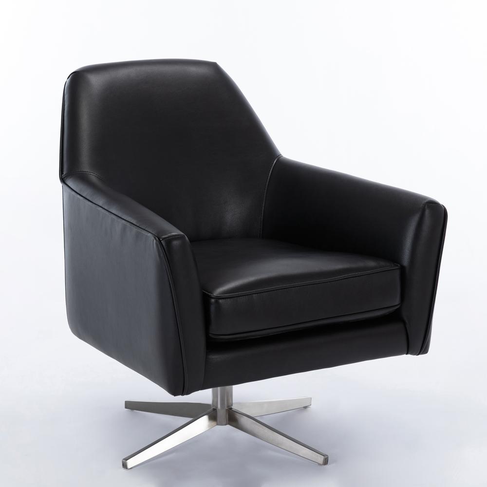 Phoenix Black Leather Gel Swivel Armchair. Picture 1