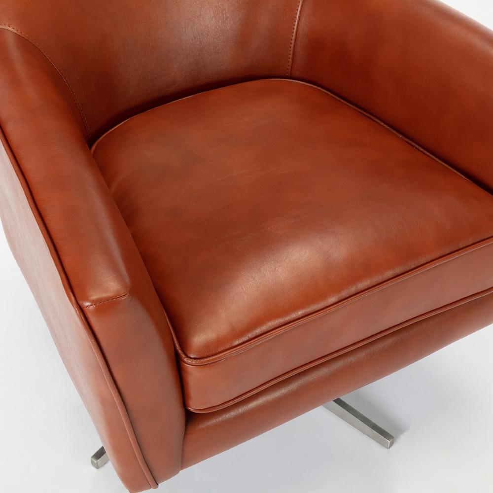 Phoenix Caramel Leather Gel Swivel Armchair. Picture 4