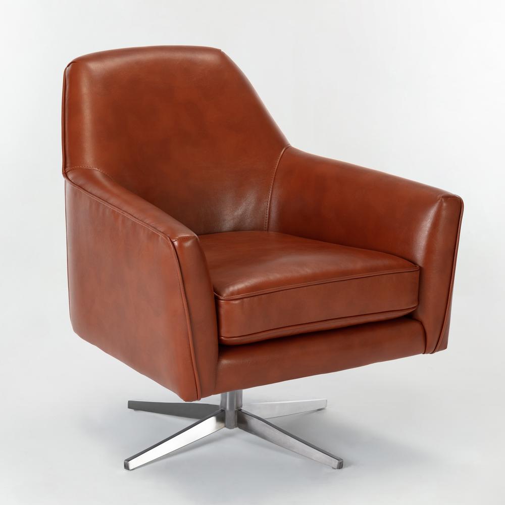 Phoenix Caramel Leather Gel Swivel Armchair. Picture 1