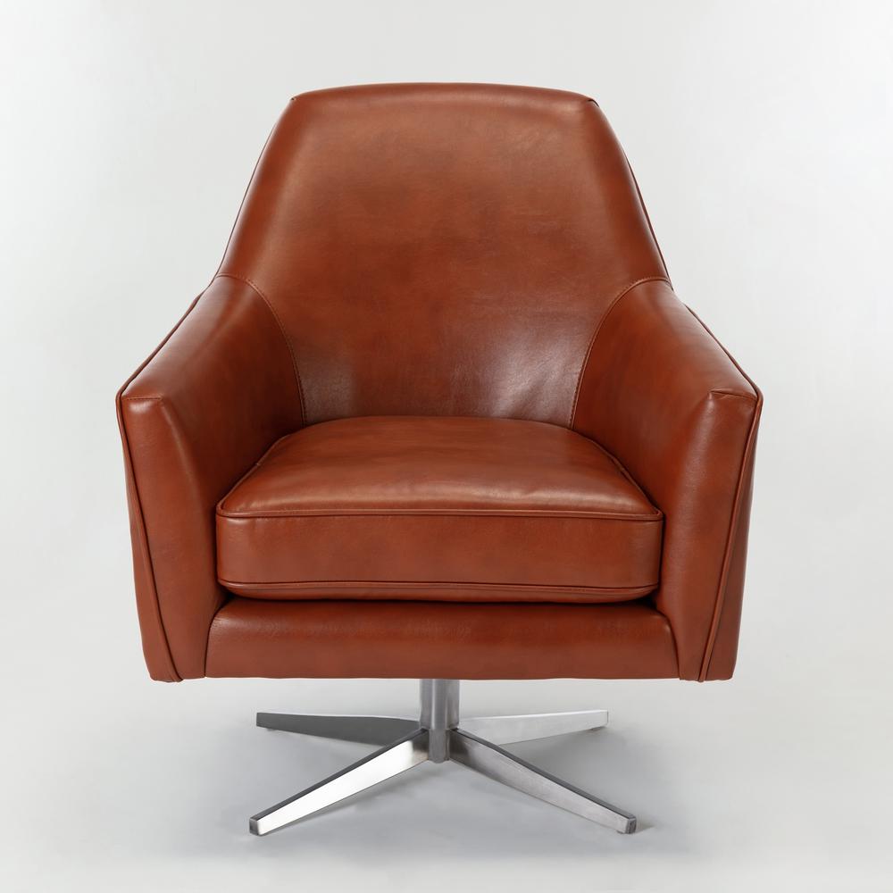 Phoenix Caramel Leather Gel Swivel Armchair. Picture 5