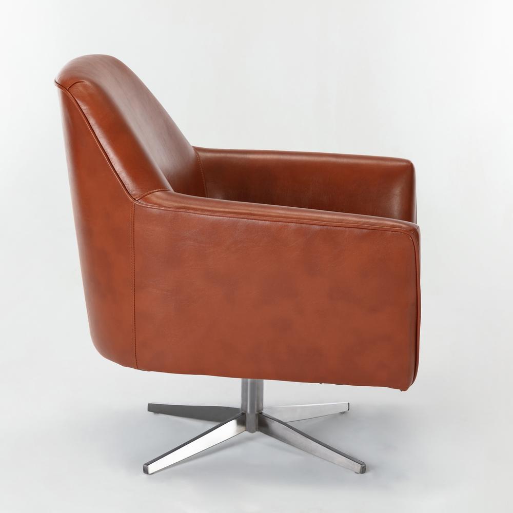 Phoenix Caramel Leather Gel Swivel Armchair. Picture 6