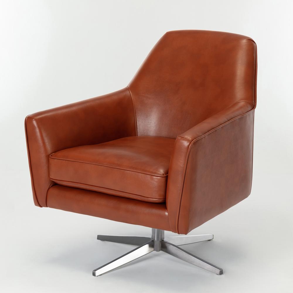 Phoenix Caramel Leather Gel Swivel Armchair. Picture 10