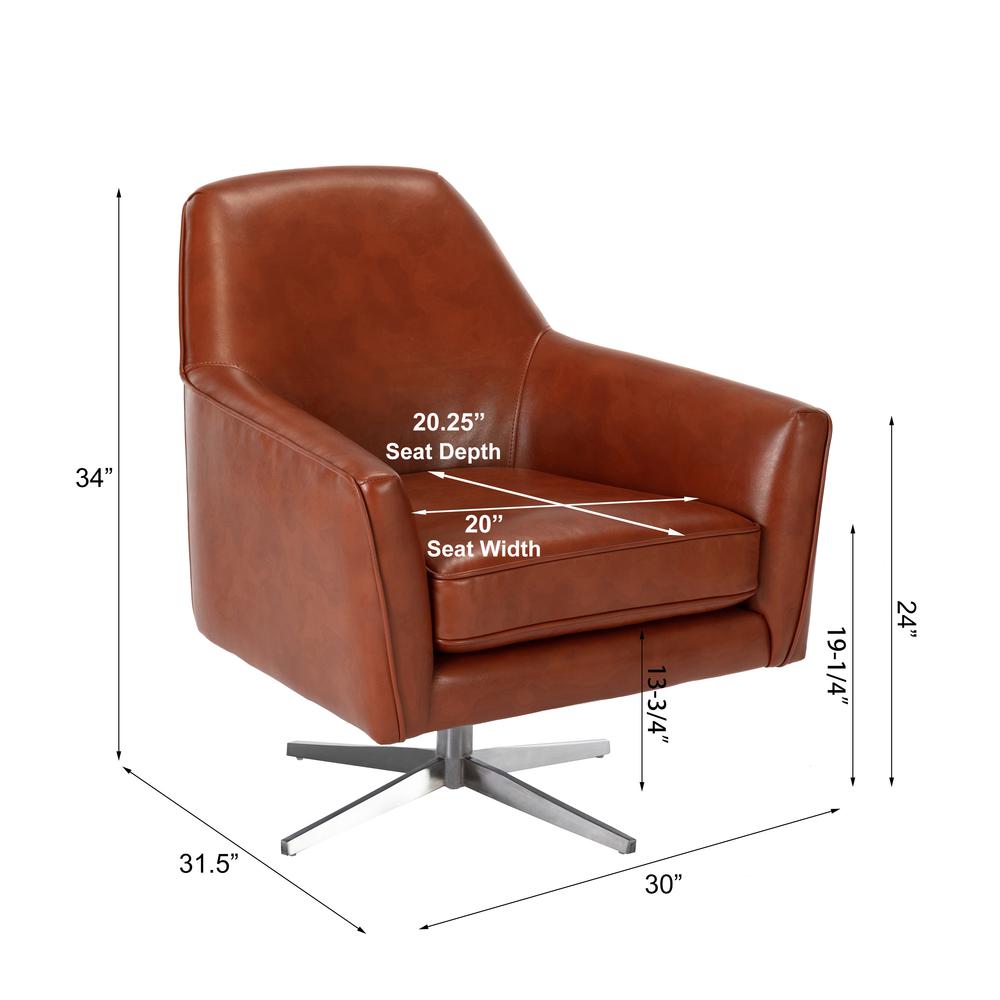 Phoenix Caramel Leather Gel Swivel Armchair. Picture 2