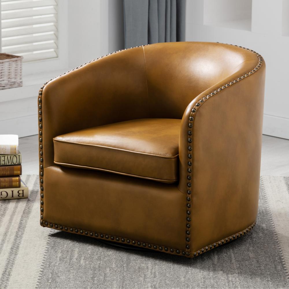 Tyler Swivel Arm Chair - Camel. Picture 4