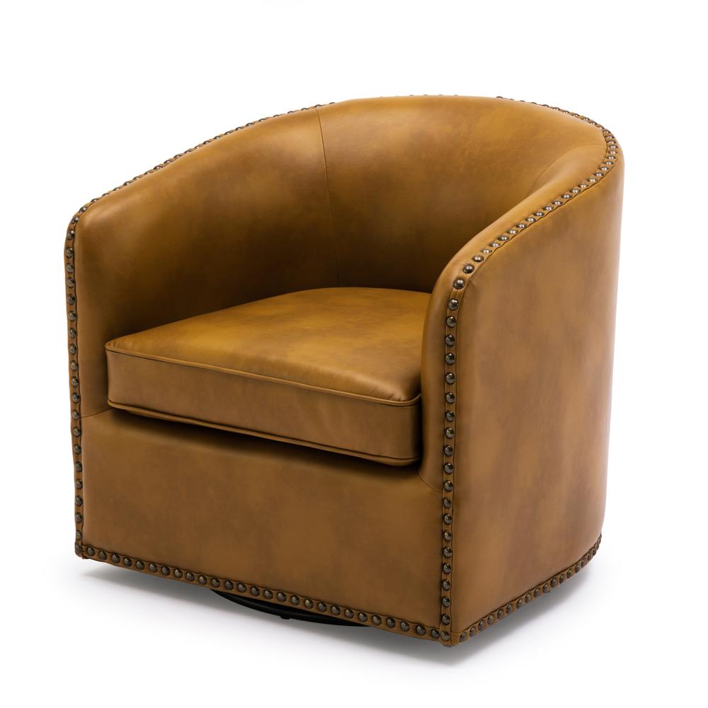 Tyler Swivel Arm Chair - Camel. Picture 1