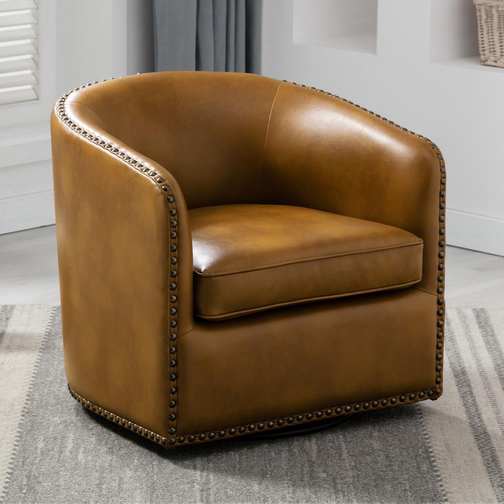 Tyler Swivel Arm Chair - Camel. Picture 20