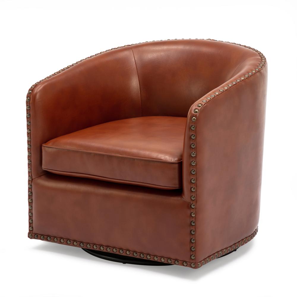Tyler Swivel Arm Chair - Caramel. Picture 1