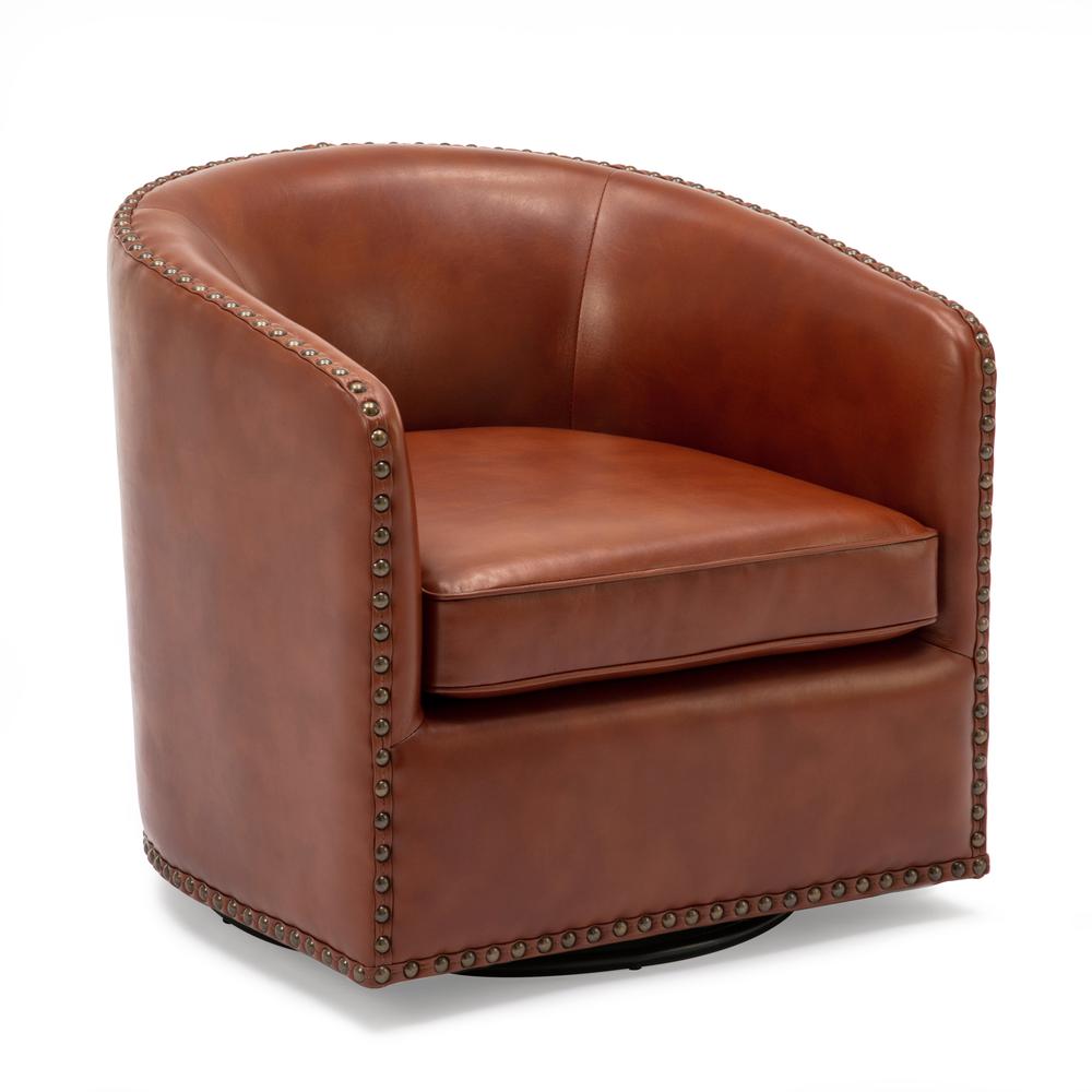 Tyler Swivel Arm Chair - Caramel. Picture 9